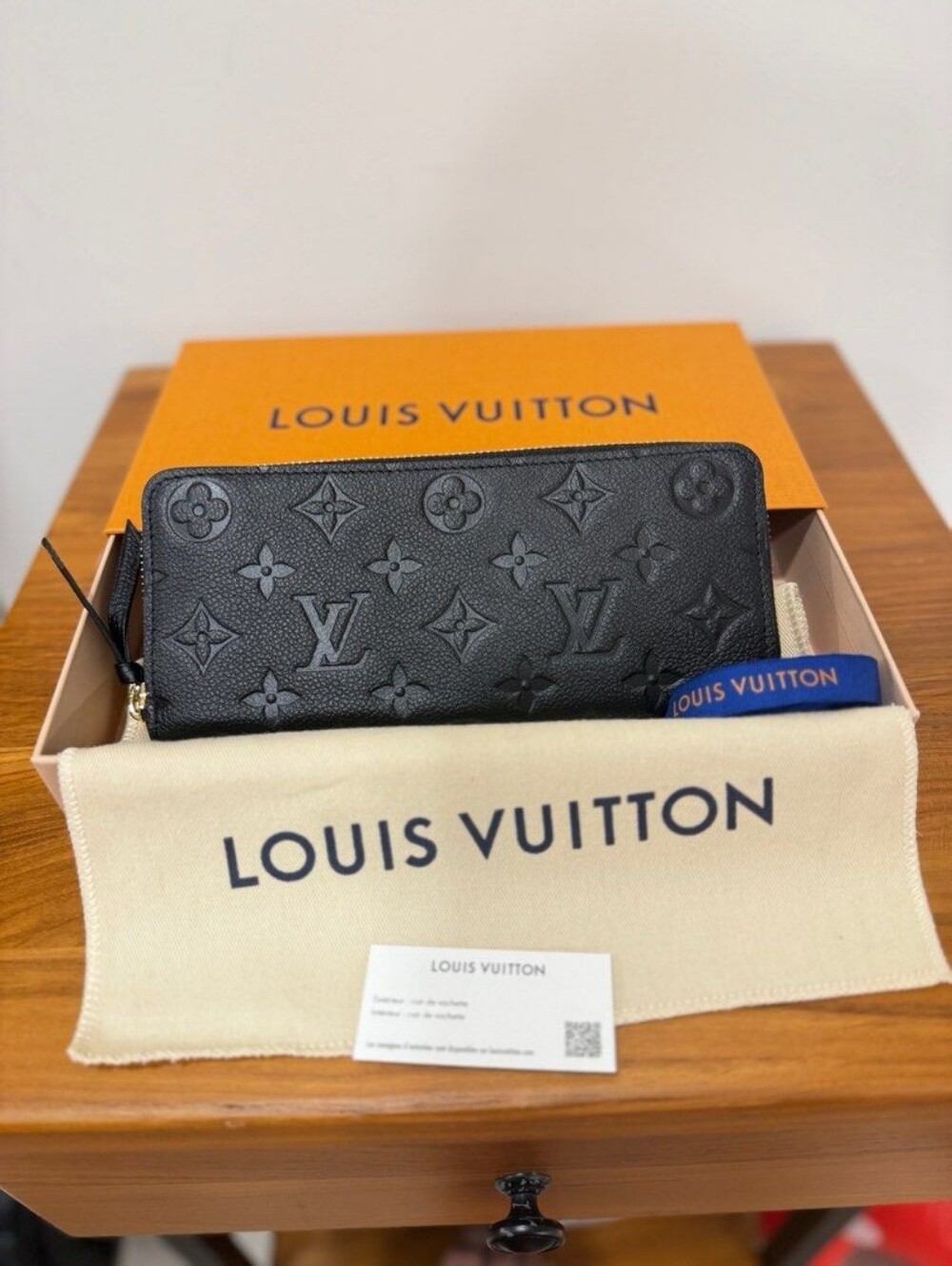 Louis Vuitton Black Monogram Zip-Around Wallet with Gold Hardware